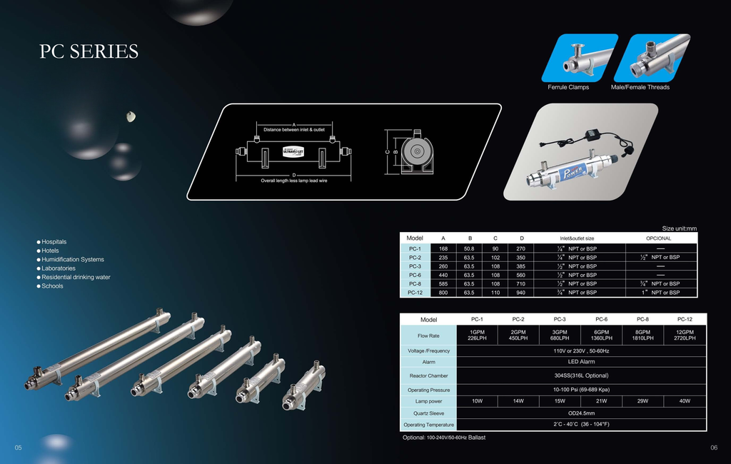 Sterilizator UV 8 – Sistem de dezinfecție cu ultraviolete | 30 L/min